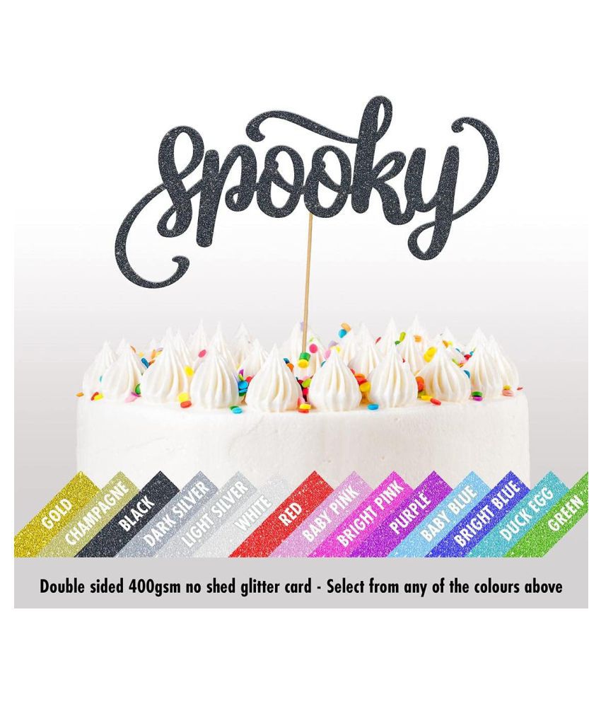     			Zyozi™ Cakeshop Spooky Halloween Glitter Cake Topper Decoration - 300gsm Glitter Card,Huge Choice of Colours and Loads of Styles - Birthday Party Decorations (Pack of 1)