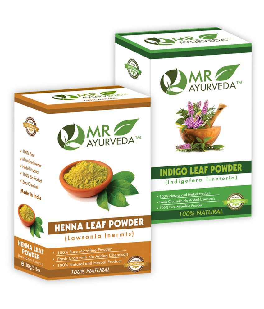     			MR Ayurveda 100% Natural Indigo Powder and Herbal Henna Mehendi Powder Hypoallergenic Henna 200 g Pack of 2