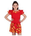 Cutecumber Pack of 1 Girls Georgette Top With Shorts ( Red )