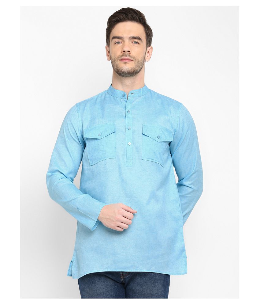     			Hangup Blue Cotton Kurta Single