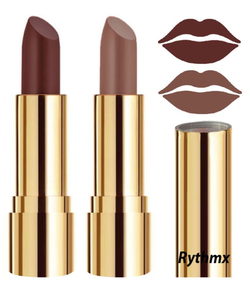     			Rythmx Brown,Brown Matte Creme Lipstick Long Stay on Lips Multi Pack of 2 8 g