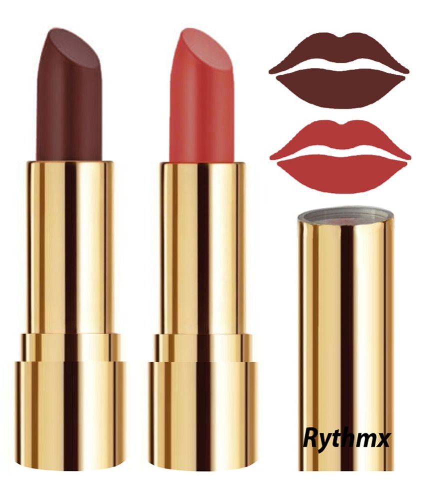     			Rythmx Brown,Peach Matte Creme Lipstick Long Stay on Lips Multi Pack of 2 8 g