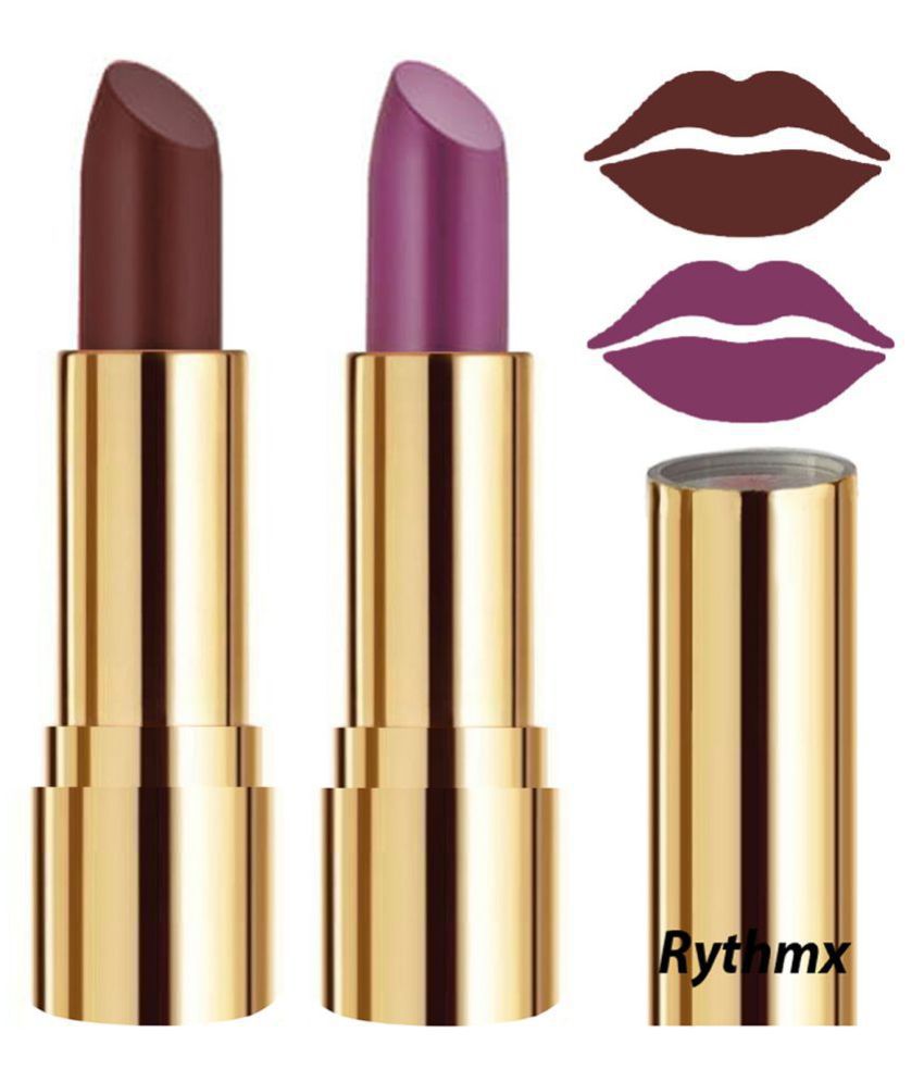     			Rythmx Brown,Purple Matte Creme Lipstick Long Stay on Lips Multi Pack of 2 8 g