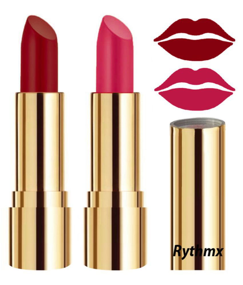     			Rythmx Maroon,Pink Matte Creme Lipstick Long Stay on Lips Multi Pack of 2 8 g