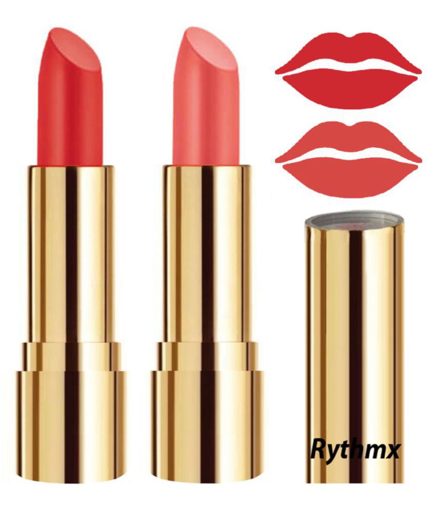     			Rythmx Orange,Peach Matte Creme Lipstick Long Stay on Lips Multi Pack of 2 8 g