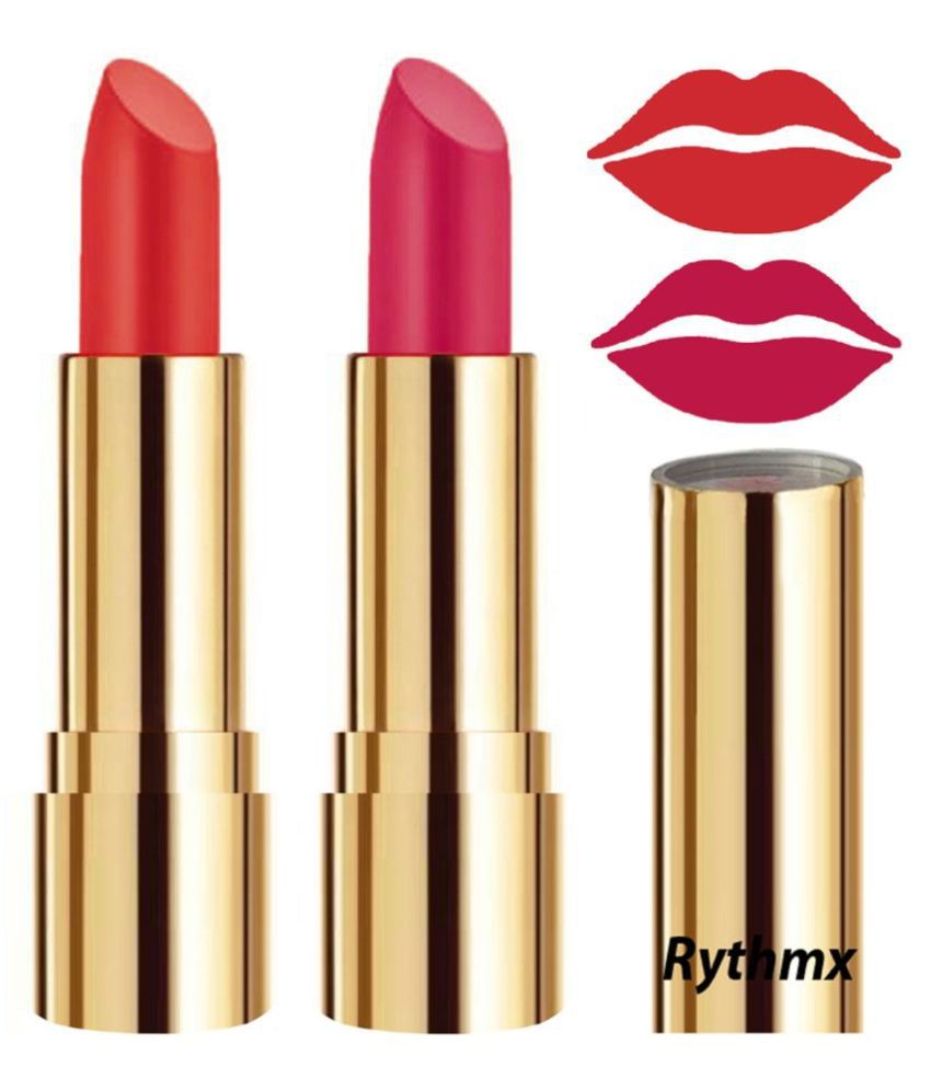     			Rythmx Orange,Pink Matte Creme Lipstick Long Stay on Lips Multi Pack of 2 8 g