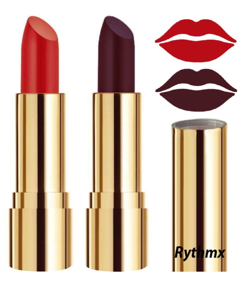     			Rythmx Orange,Wine Matte Creme Lipstick Long Stay on Lips Multi Pack of 2 8 g