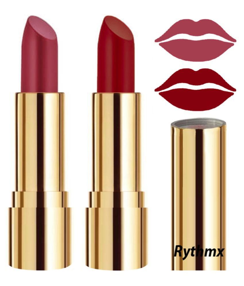     			Rythmx Pink,Maroon Matte Creme Lipstick Long Stay on Lips Multi Pack of 2 8 g