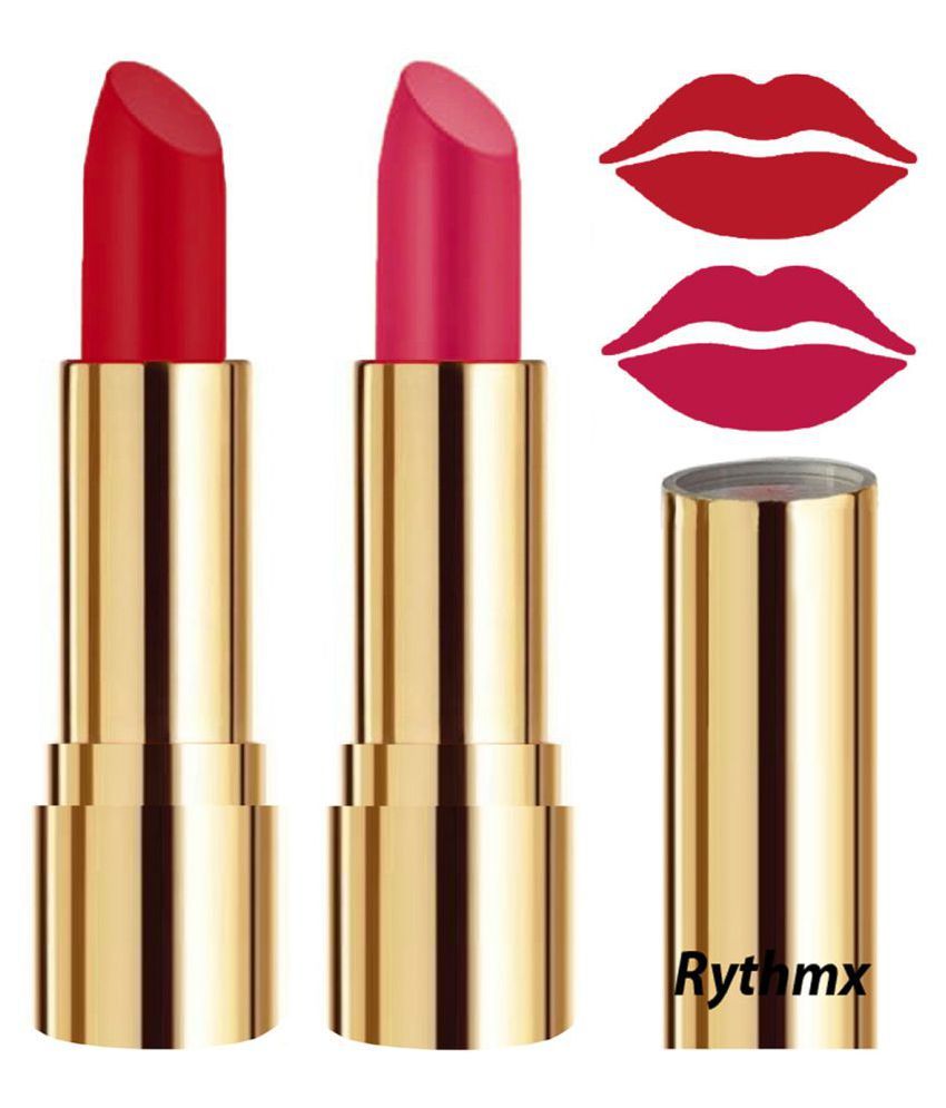     			Rythmx Red,Pink Matte Creme Lipstick Long Stay on Lips Multi Pack of 2 8 g