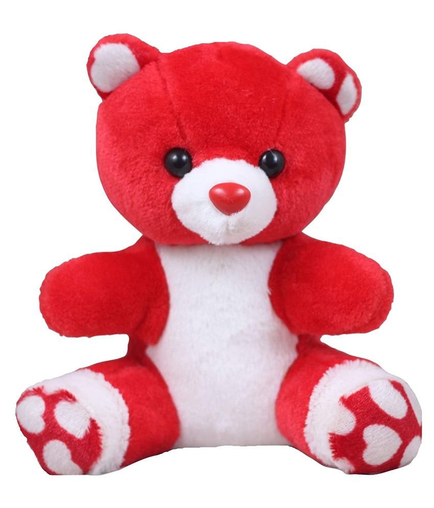     			Tickles Heart Print Teddy Bear Soft Stuffed Plush Animal Toy for Kids Baby Girls Birthday Gifts Valentine's Day (Color: Red and White Size: 25 cm)