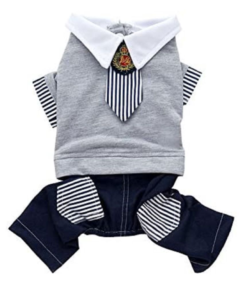 Emily Pets Pet Navy Suit Sailor Costume Student Uniform with Stipped