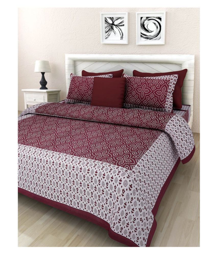     			Frionkandy Cotton Double Bedsheet with 2 Pillow Covers ( 210 cm x 235 cm )
