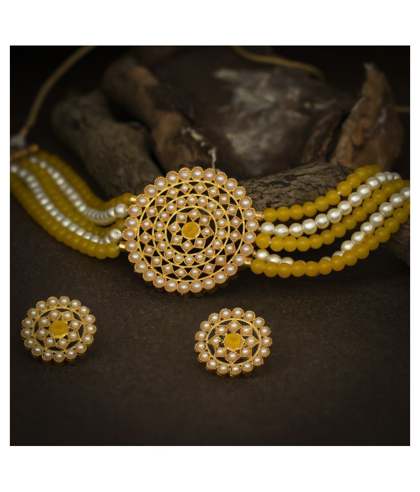     			Sukkhi Alloy Yellow Traditional Necklaces Set Choker