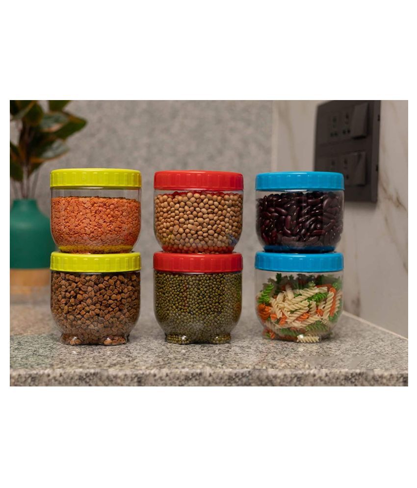     			ZAMKHUDI Tea Sugar Coffee jar Plastic Food Container Set of 6 600 mL
