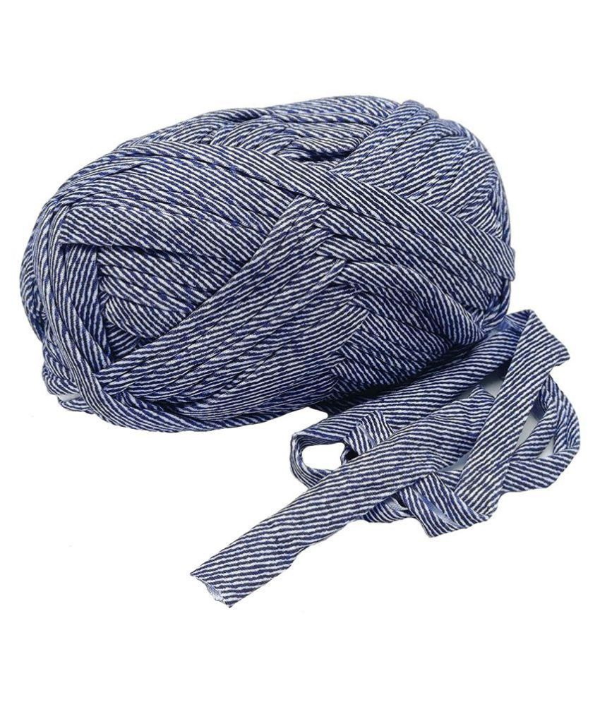     			T-Shirt Yarn Carpet, Knitting Yarn for Hand DIY Bag Blanket Cushion Crocheting Projects TSH New 100 GMS (Blue Linning)
