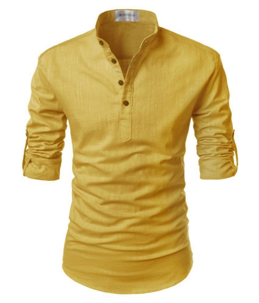     			Vida Loca Yellow Cotton Kurta Single