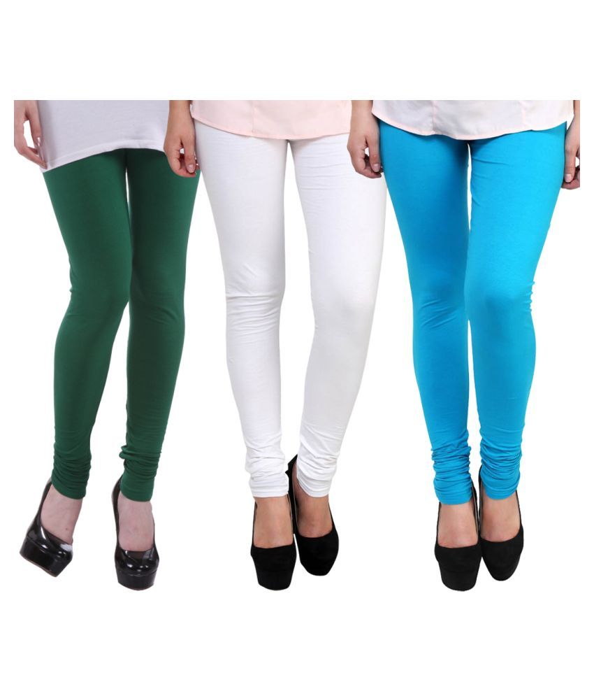     			FnMe - Green Cotton Women's Leggings ( Pack of 3 )