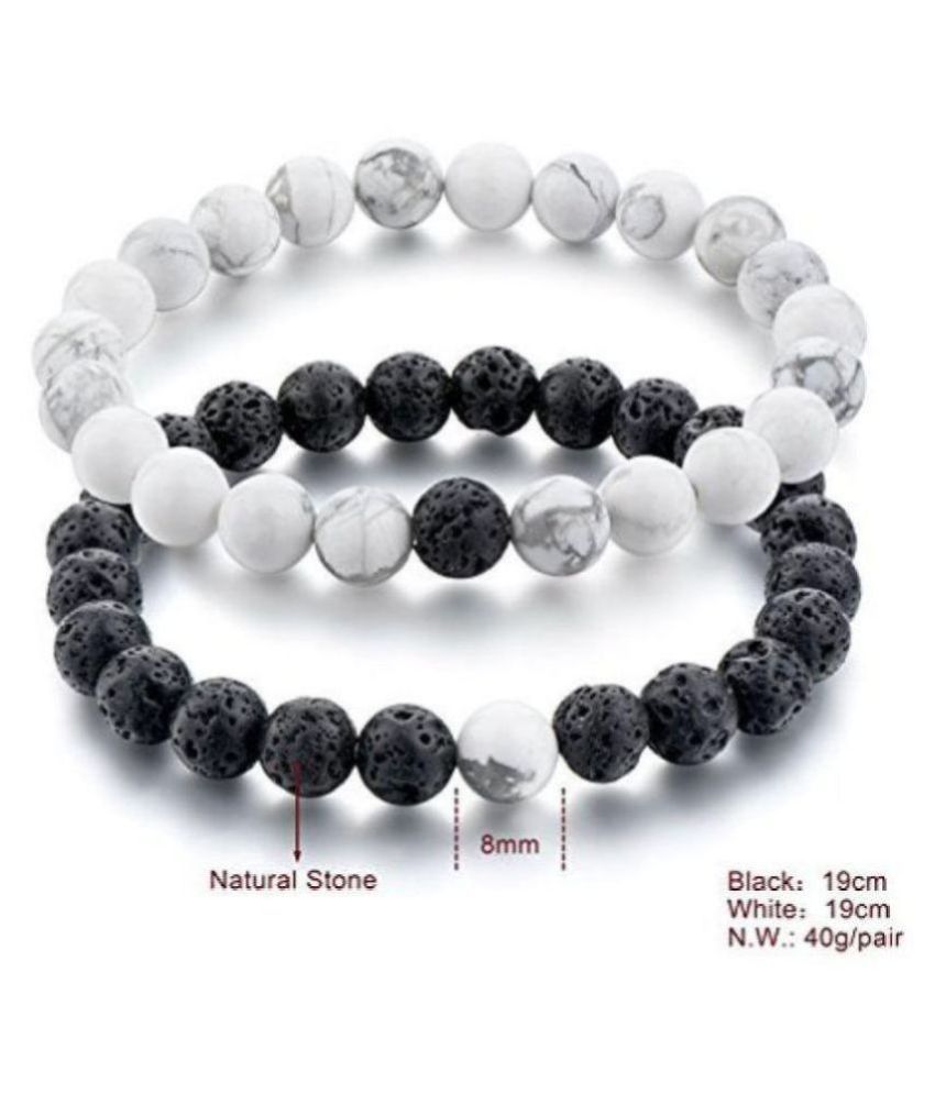     			PUJA CRYSTAL long distance relationship bracelet couples set matching couples bracelet couples jewelry boyfriend girlfriend gift lava & howlite white