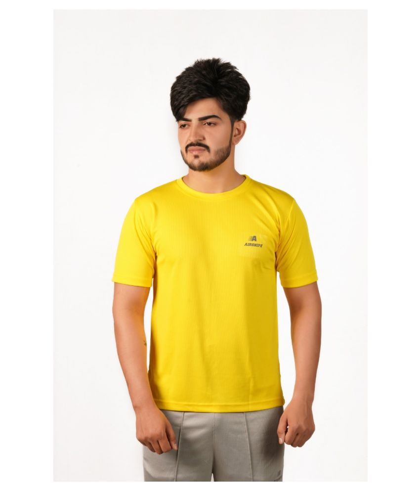 Shubham Industries Polyester Cotton Yellow Self Design T-Shirt - Buy ...