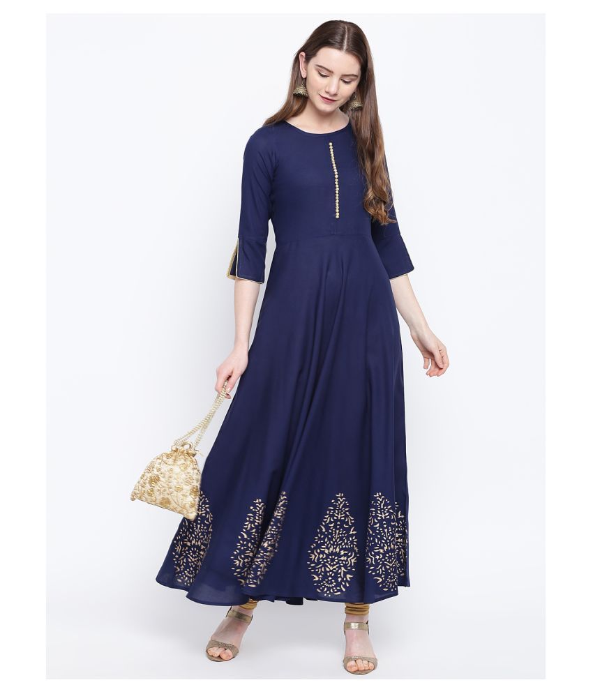     			Stylum - Navy Rayon Women's Flared Kurti