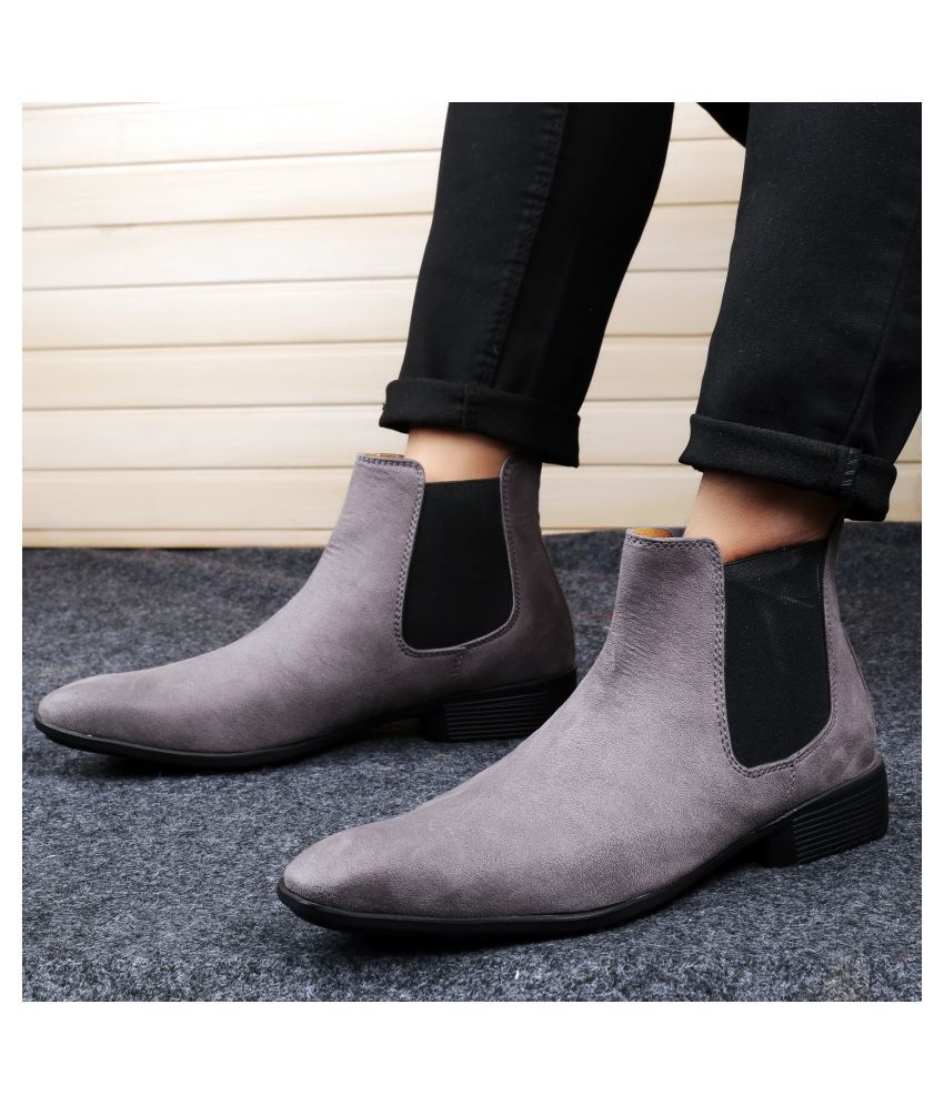     			YUVRATO BAXI Gray Chelsea boot