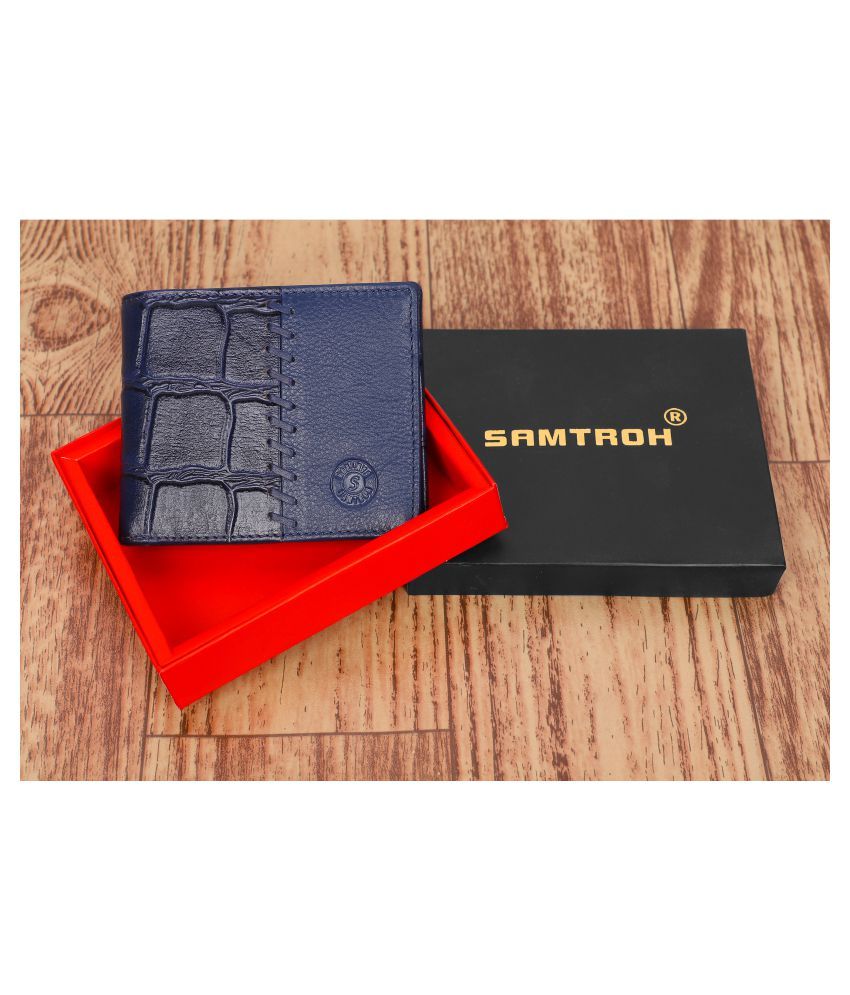     			samtroh Leather Blue Casual Regular Wallet