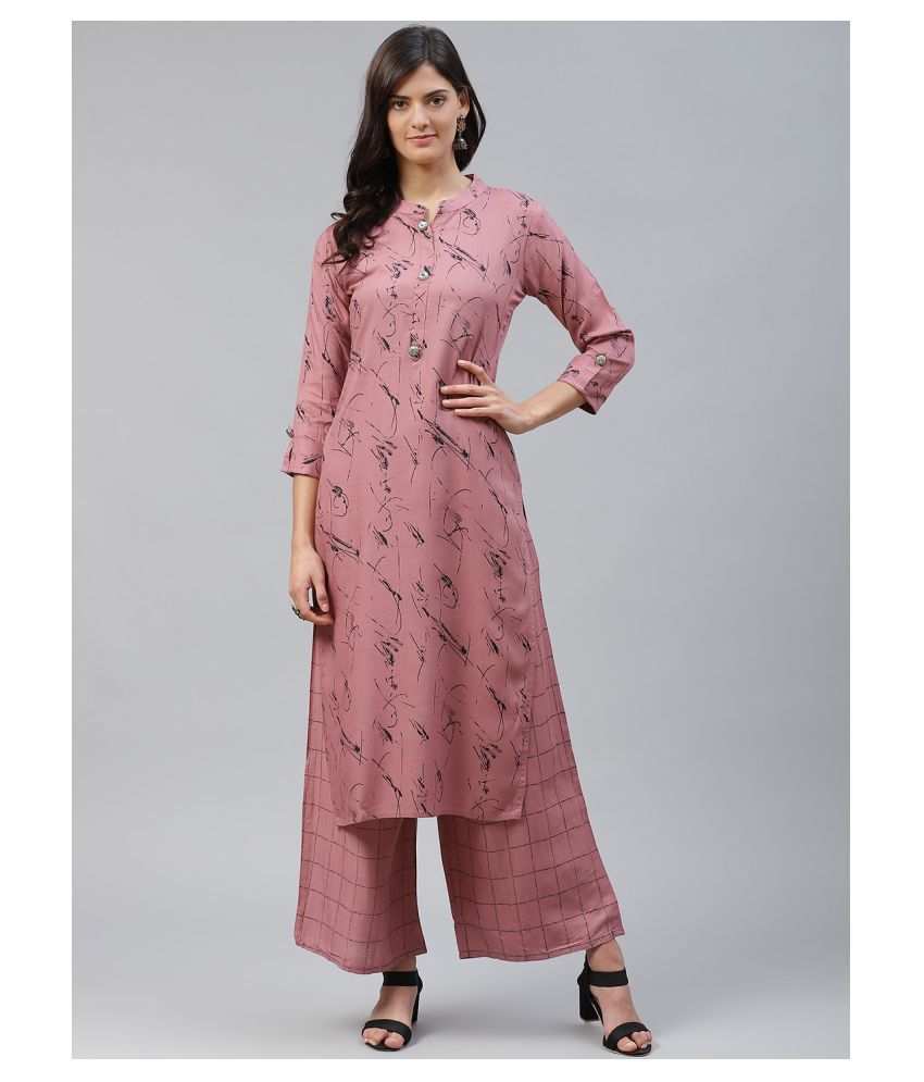     			JC4U - Mauve Straight Rayon Women's Stitched Salwar Suit ( Pack of 1 )