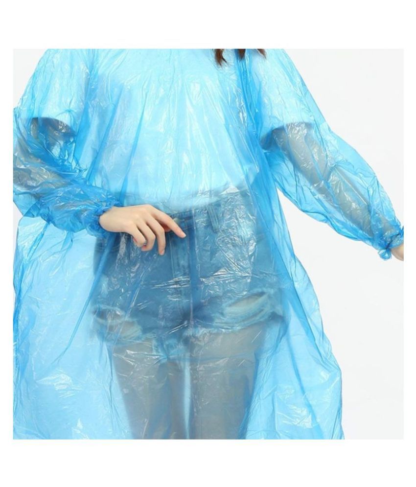 Disposable Rain Coat Emergency Waterproof Rain Poncho with Drawstring Hood Raincoat (Multi