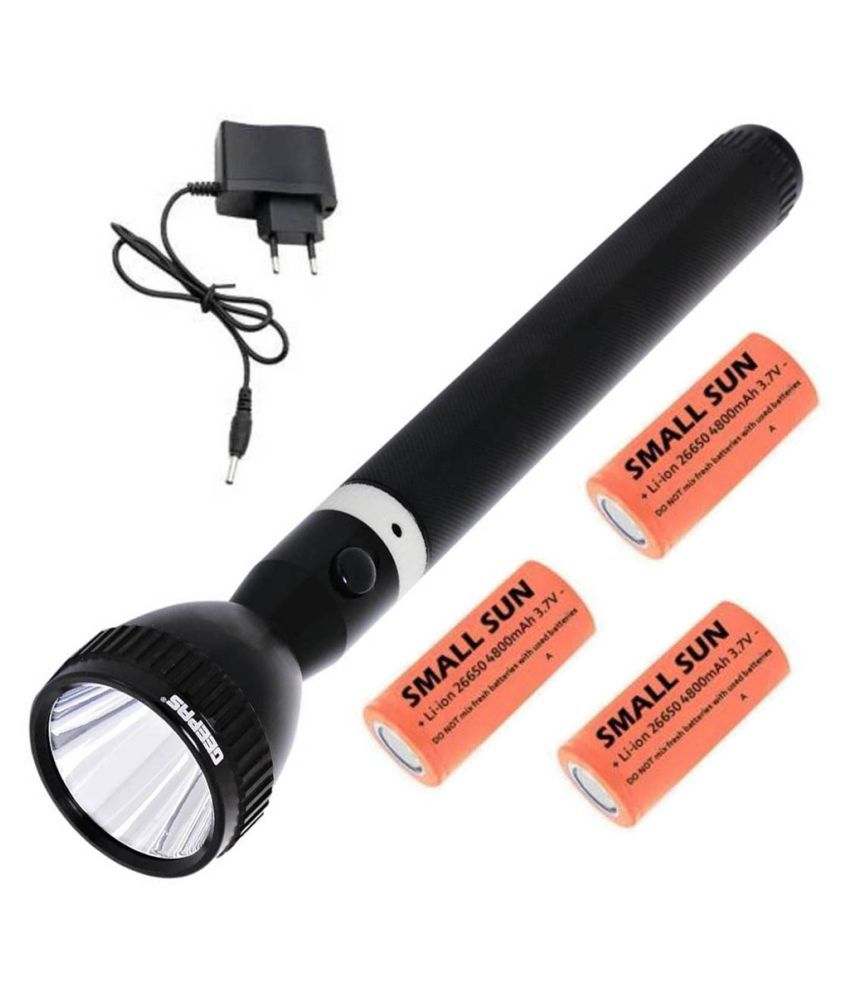     			3 Mode Rechargeable LED Flashlight 1500 Meter Long Beam Torch 24W Emergency Light TORCH Black - Pack of 1