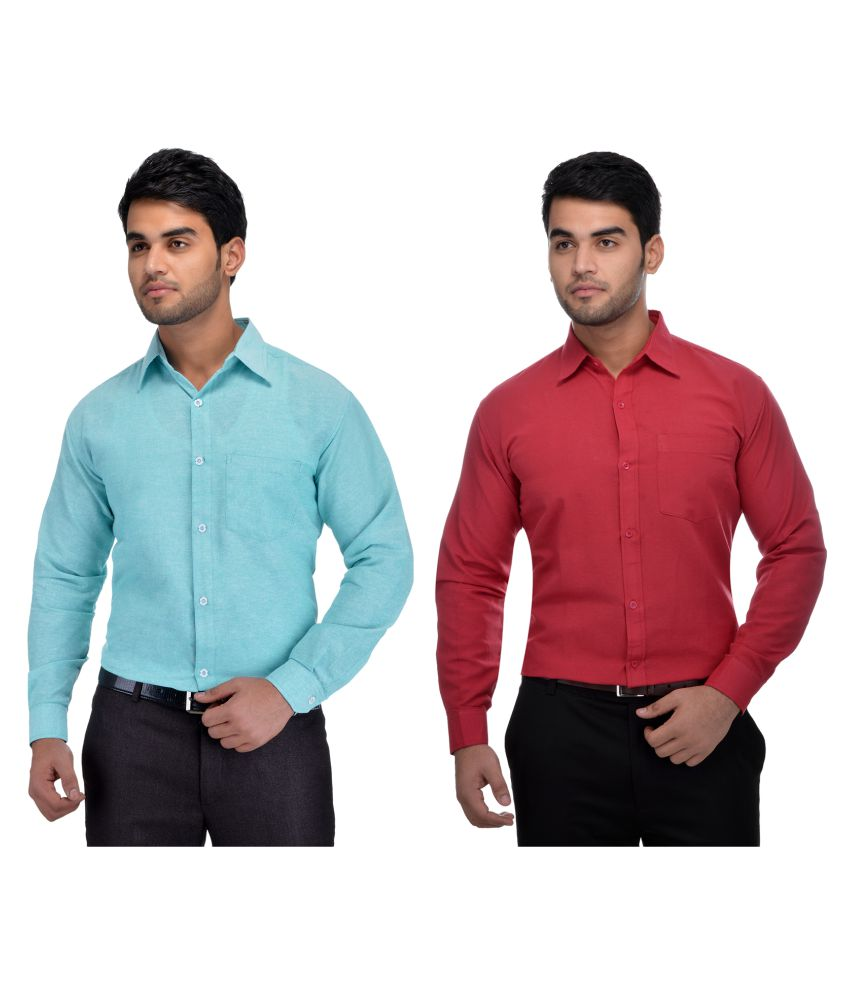     			DESHBANDHU DBK - Multicolor Cotton Regular Fit Men's Formal Shirt (Pack of 2)