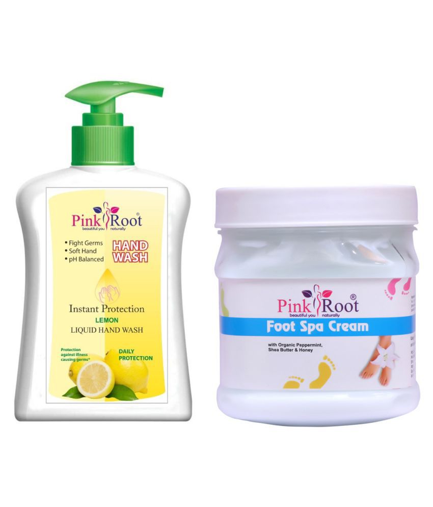 Pink Root Foot Spa Cream 500ml With Lemon Hand Wash 200 Ml Pack Of 2