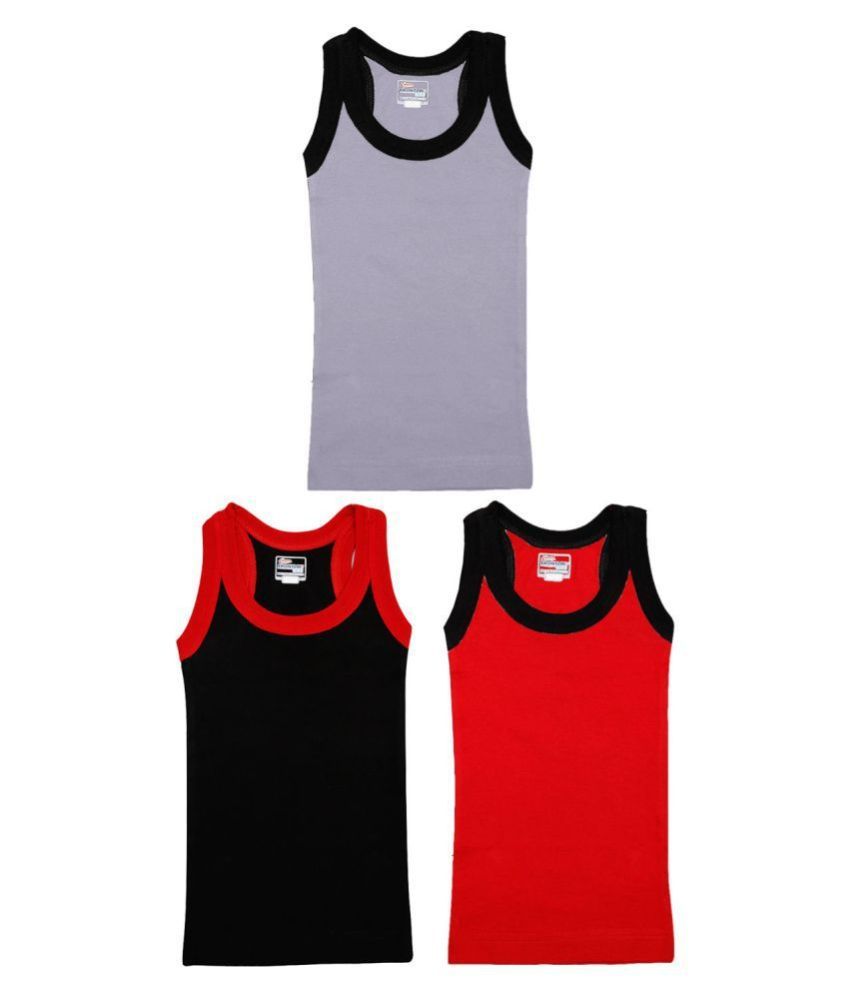     			Rupa Frontline Cotton Multicolor Sleeveless Vests for Kids/Boys - Pack of 3