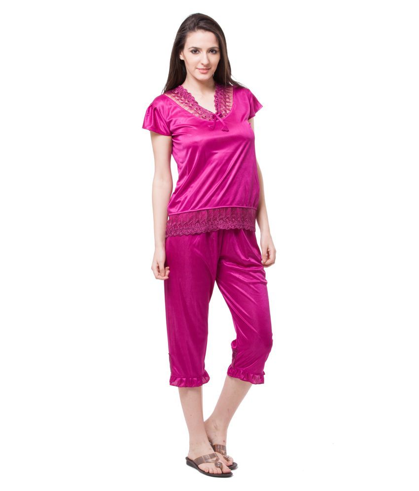     			Fasense Satin Night Capris - Pink