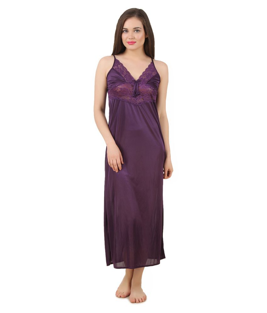     			Fasense Satin Night Dress - Purple