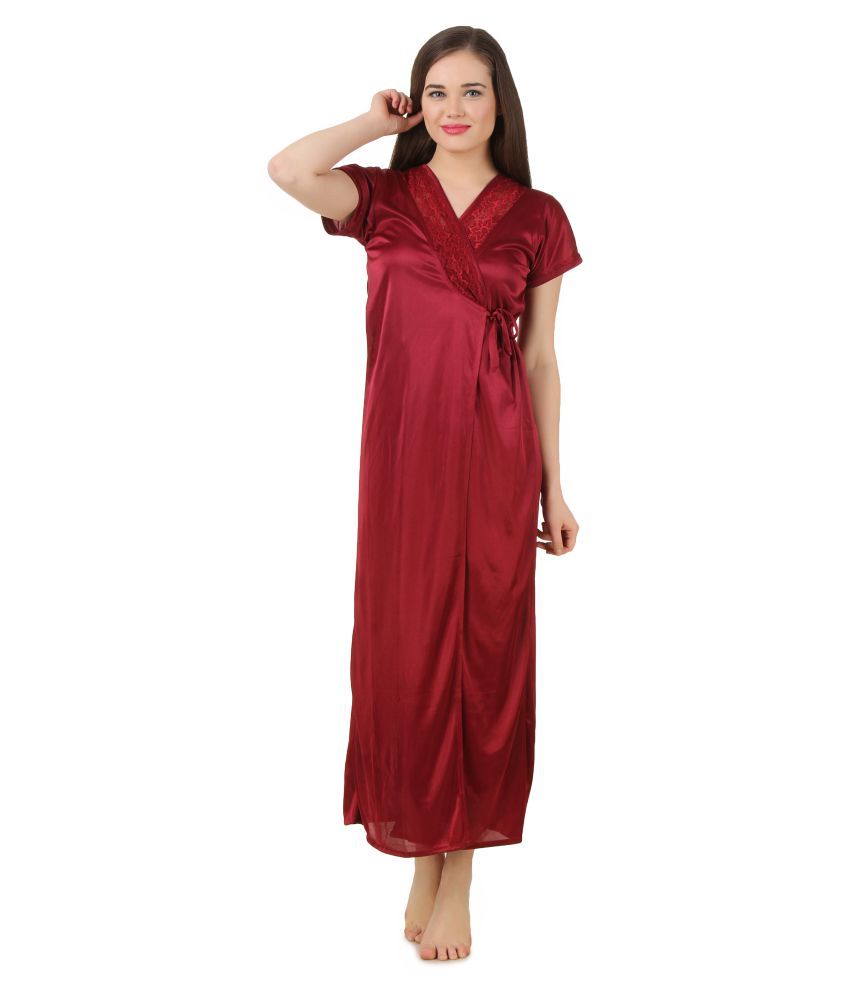     			Fasense Satin Robes - Maroon