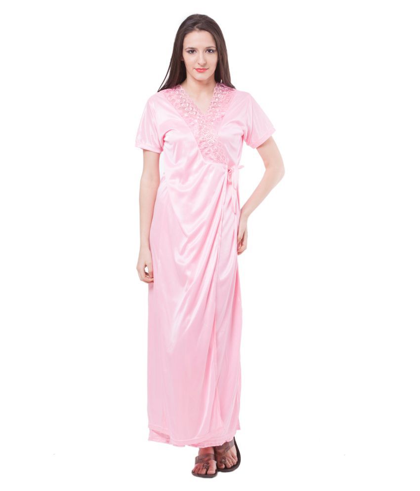     			Fasense Satin Robes - Pink
