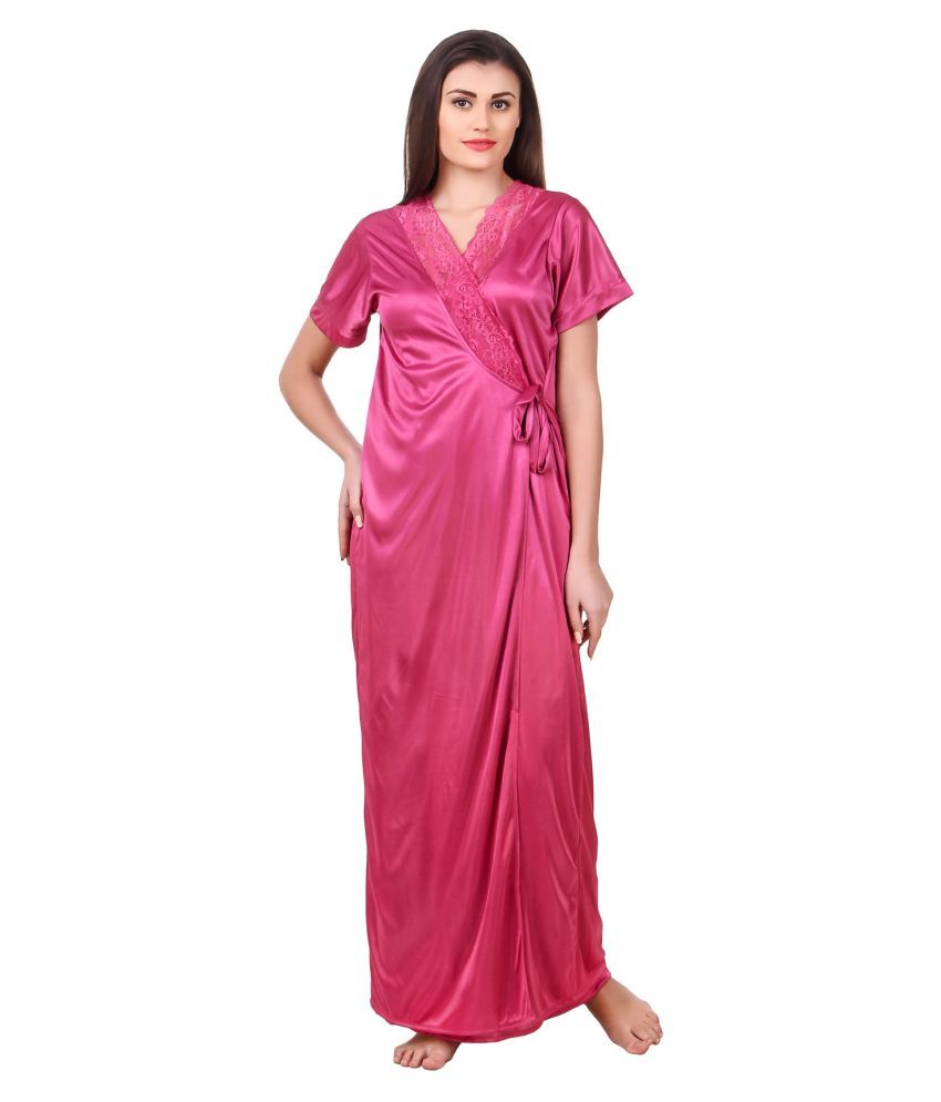     			Fasense Satin Robes - Pink