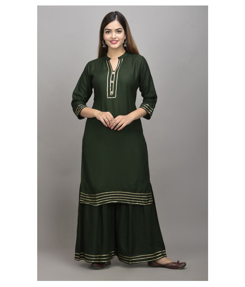     			miravan Rayon Kurti With Palazzo - Stitched Suit