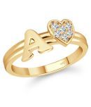 Vighnaharta cz alloy Gold plated Valentine collection Initial '' A'' Letter with heart ring alphabet collection for women and Girls