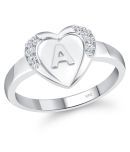 Vighnaharta cz alloy Rhodium plated Valentine collection Initial '' A '' Letter in heart ring alphabet collection for women and Girls