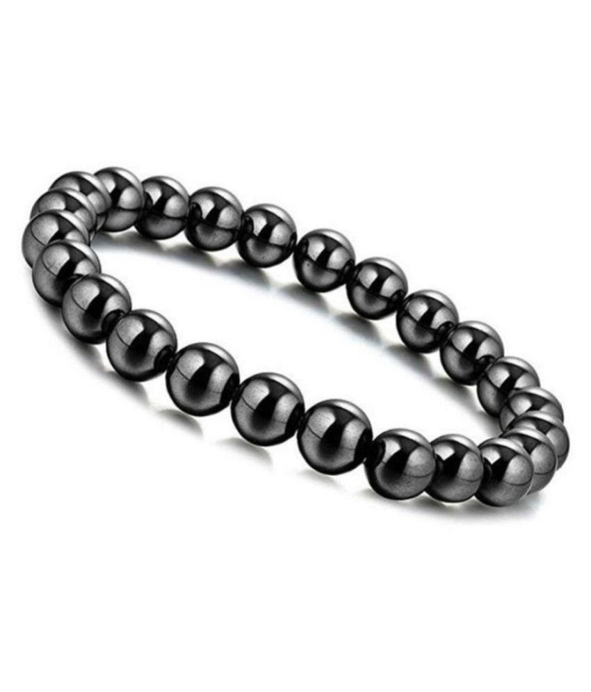     			8mm Magnetic Hematite Faceted Black Beads  Bracelet