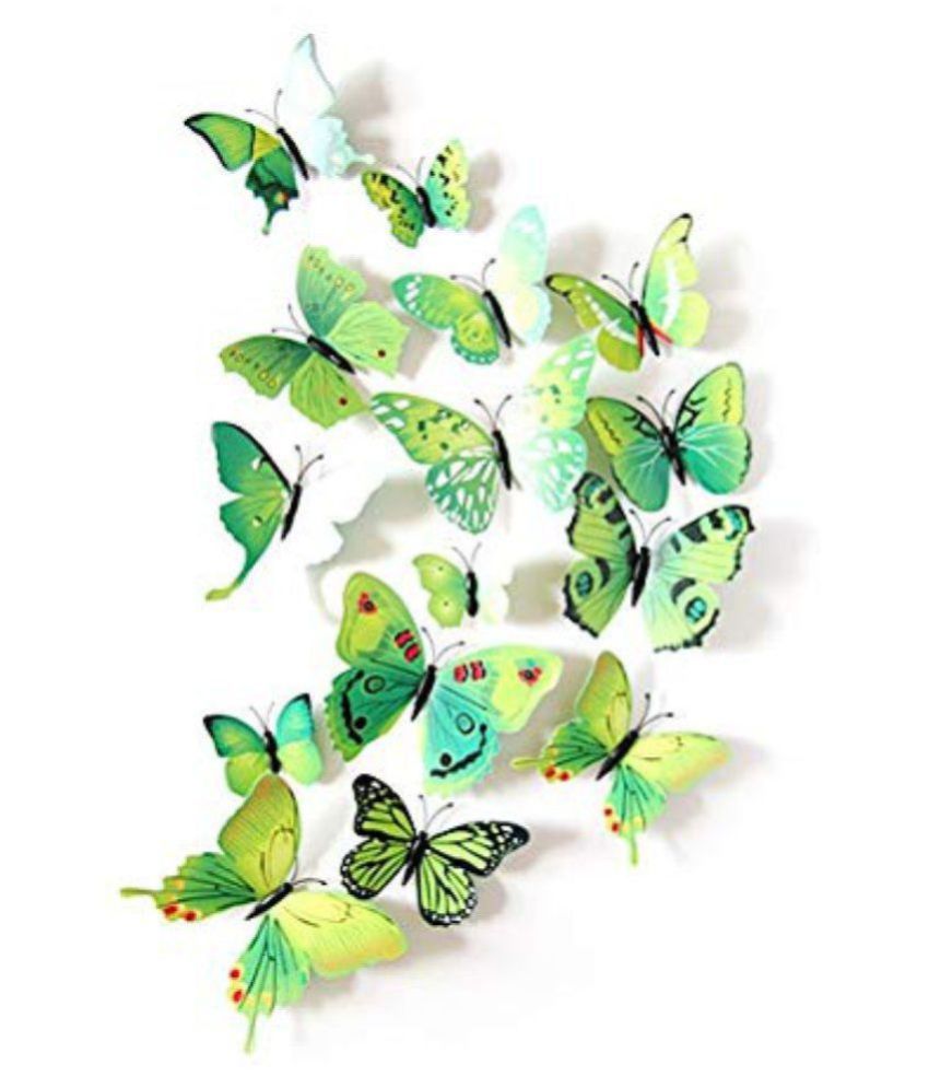     			Idream Green Butterfly Magnet Nature 3D Sticker ( 12 x 9 cms )