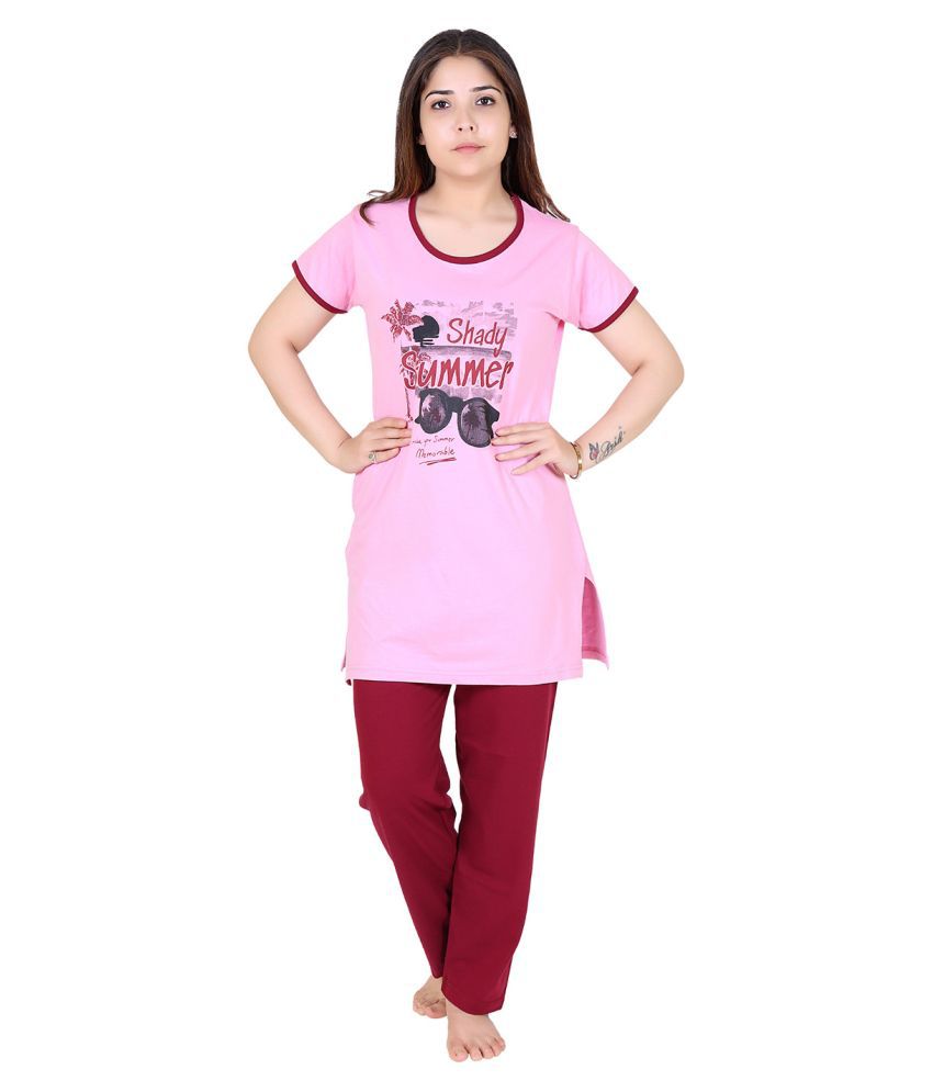 DG Divine Girl Cotton Nightsuit Sets - Pink