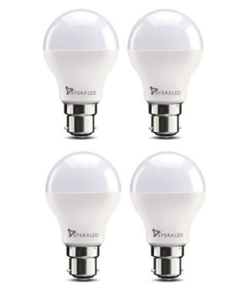     			Syska 9W LED Bulbs Cool Day Light - Pack of 4