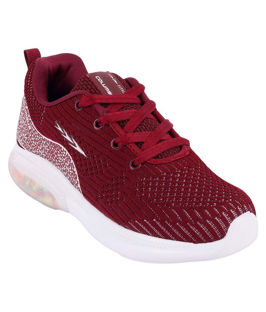     			Columbus MotorRide WhiteMaroon Sports Casual Outdoor Running,Walking Kids Shoes For Boys and Girls