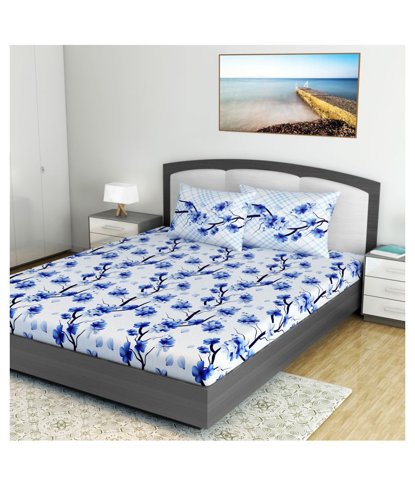     			DIVINE CASA Cotton Double Bedsheet with 2 Pillow Covers ( 222 cm x 254 cm )