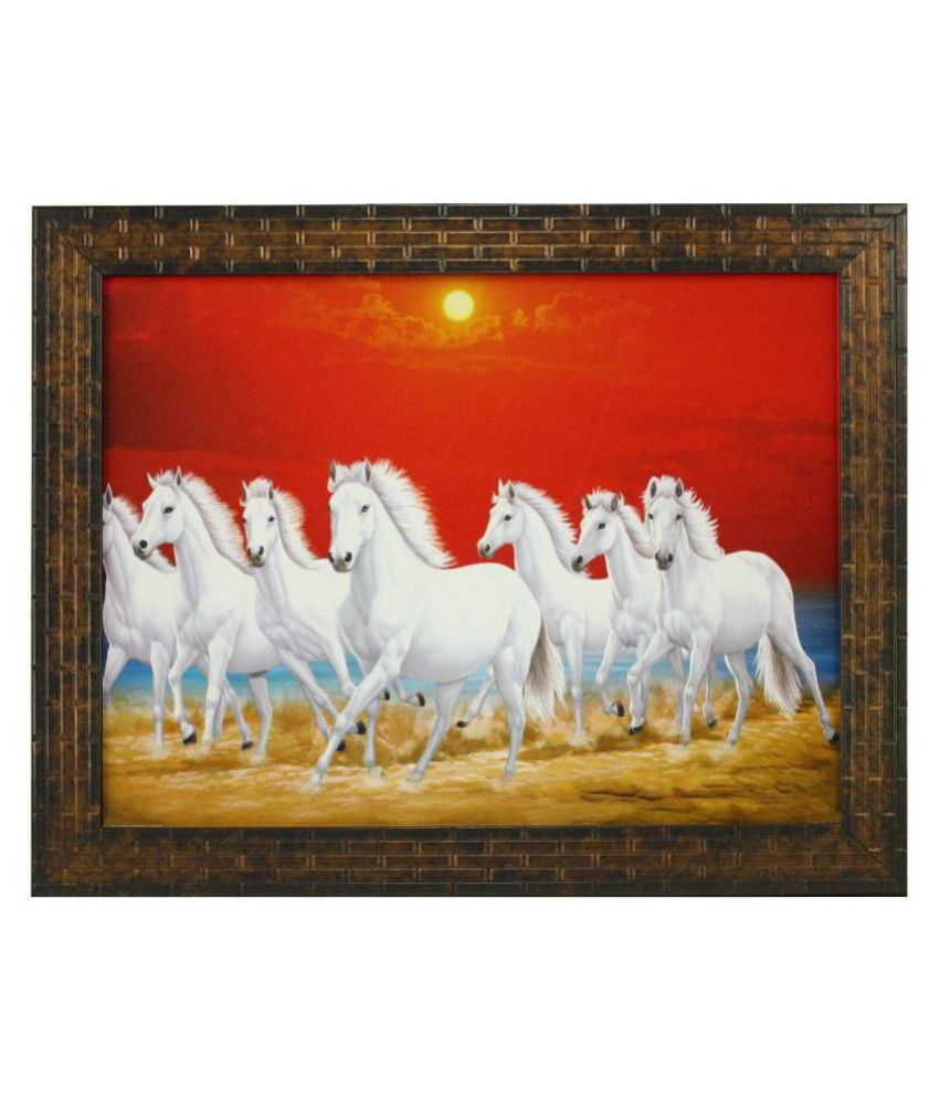     			Indianara Seven Horse Vastu Painting With Frame (Without Glass)