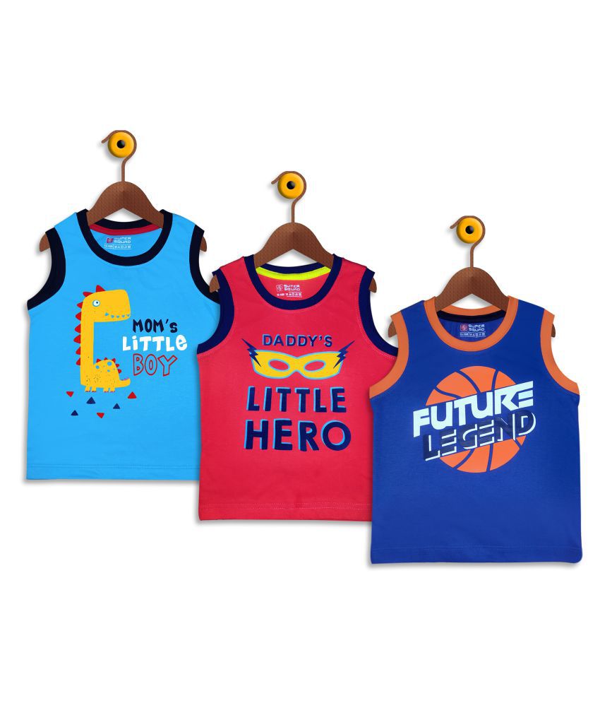     			Supersquad Baby Boys Printed Pure Cotton T Shirt (Multicolor, Pack of 3)