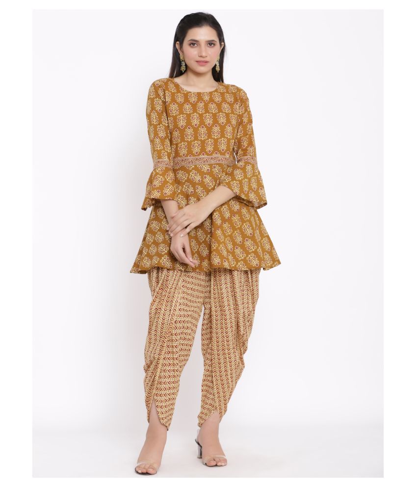     			FabbibaPrints Cotton Kurti With Dhoti Pants - Stitched Suit