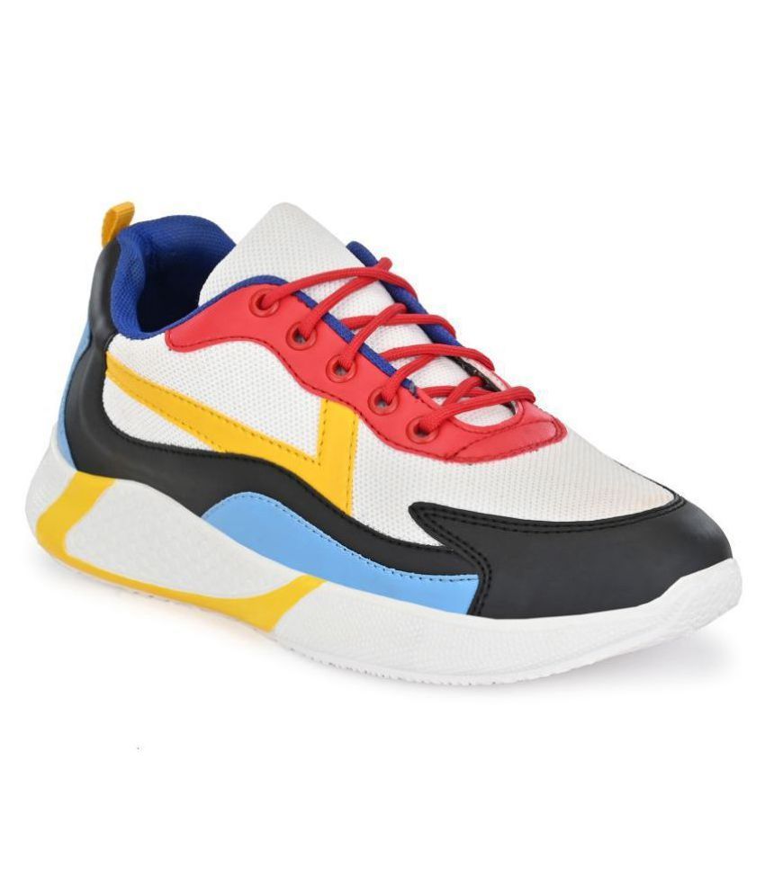 multi colored running shoes